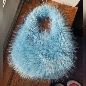 New Fluffy Light Blue Purse